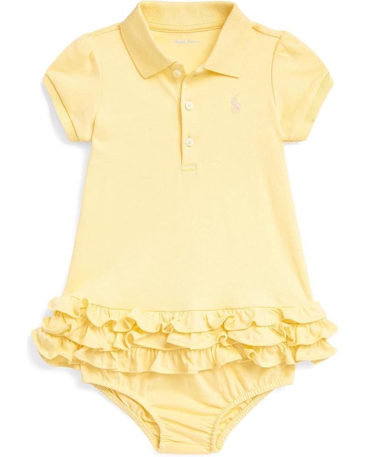  Polo Ralph Lauren Kids Interlock Solid Ruffle Dress (Infant)