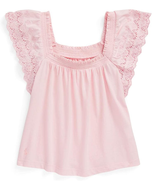  Polo Ralph Lauren Kids Eyelet-Embroidered Cotton Jersey Top (Big Kids)