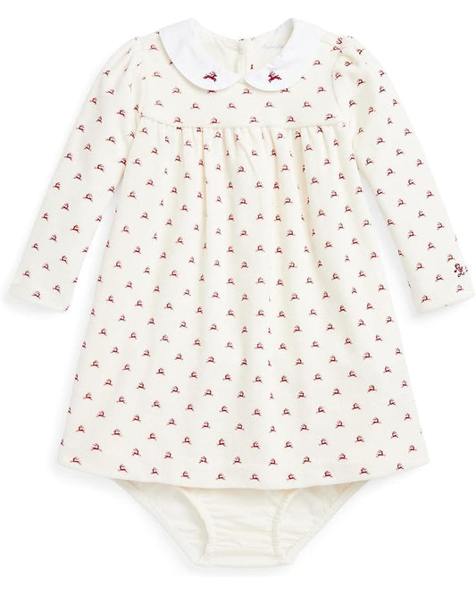  Polo Ralph Lauren Kids Reindeer-Print Velour Dress & Bloomer (Infant)