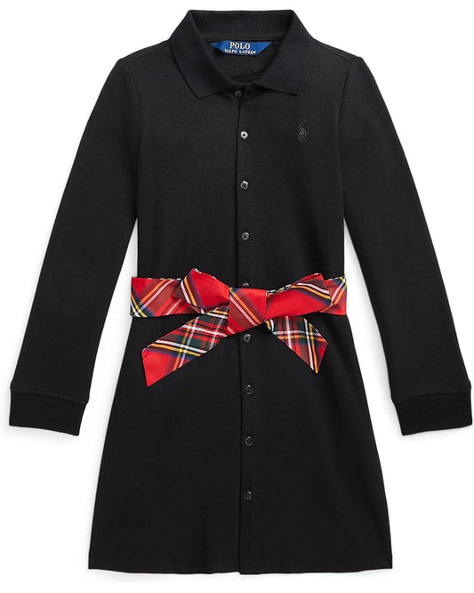  Polo Ralph Lauren Kids Plaid-Sash Knit Oxford Dress (Toddler)