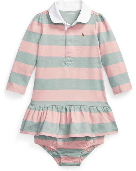  Polo Ralph Lauren Kids Striped Cotton Rugby Dress & Bloomer (Infant)