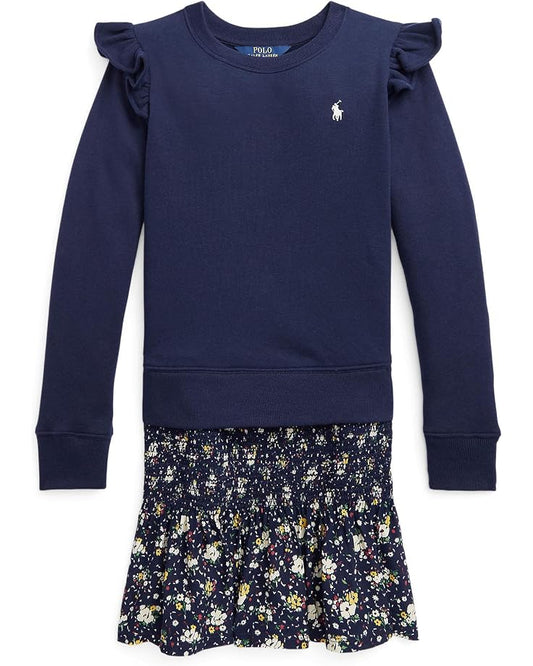  Polo Ralph Lauren Kids Chambray & Fleece Sweatshirt Dress (Big Kids)