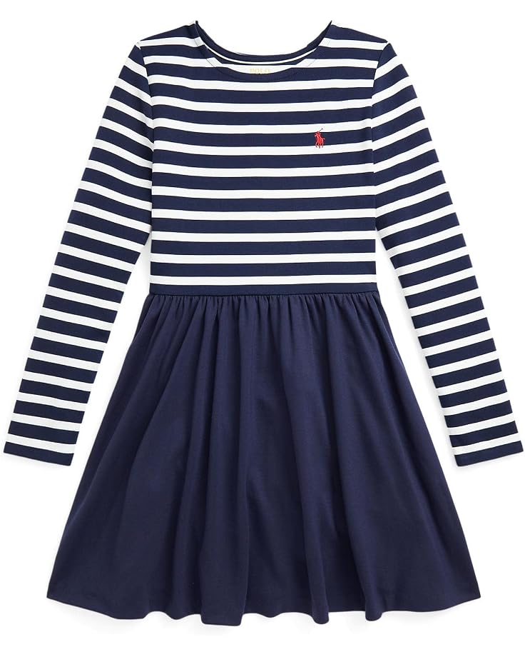  Polo Ralph Lauren Kids Striped Stretch Ponte Dress (Big Kids)