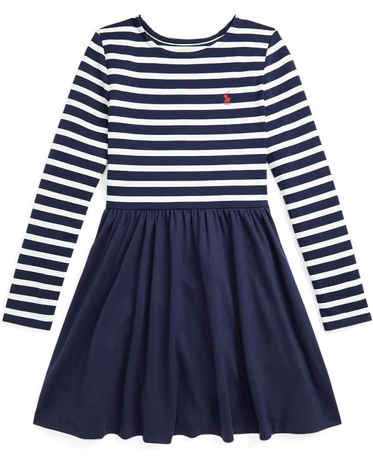  Polo Ralph Lauren Kids Striped Stretch Ponte Dress (Big Kids)