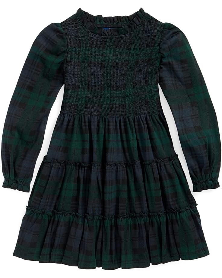  Polo Ralph Lauren Kids Plaid Smocked Cotton Jersey Dress (Toddler)