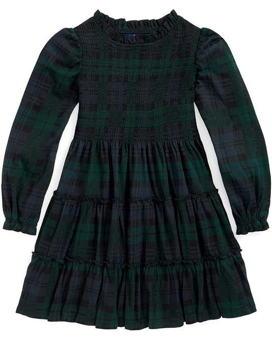  Polo Ralph Lauren Kids Plaid Smocked Cotton Jersey Dress (Toddler)