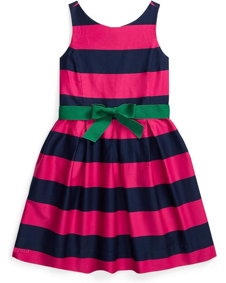  Polo Ralph Lauren Kids Striped Sateen Dress (Big Kids)