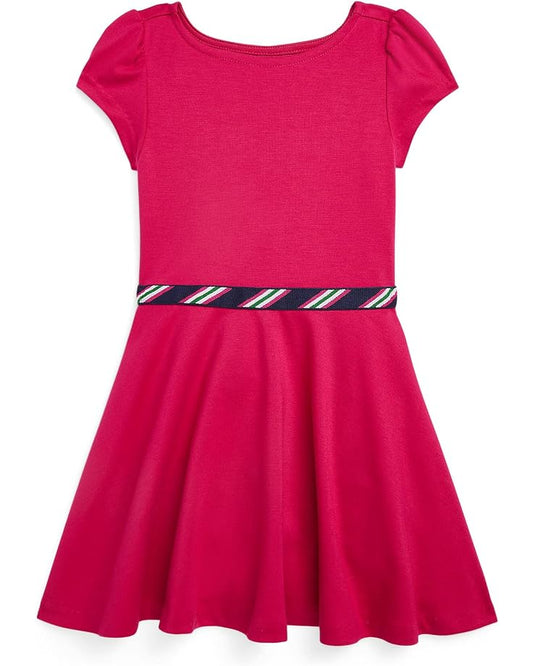  Polo Ralph Lauren Kids Striped-Trim Ponte Dress (Little Kids)