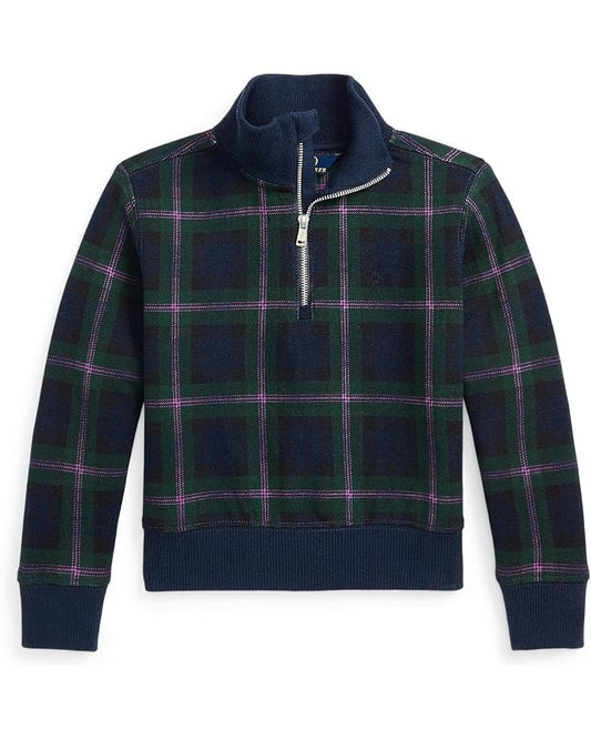  Polo Ralph Lauren Kids Plaid Double-Knit 1/4 Zip Pullover (Toddler)