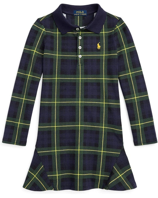  Polo Ralph Lauren Kids Plaid Stretch Mesh Polo Dress (Little Kids)