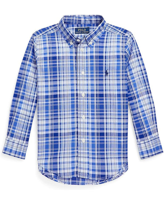  Polo Ralph Lauren Kids Plaid Cotton Poplin Shirt (Little Kids)