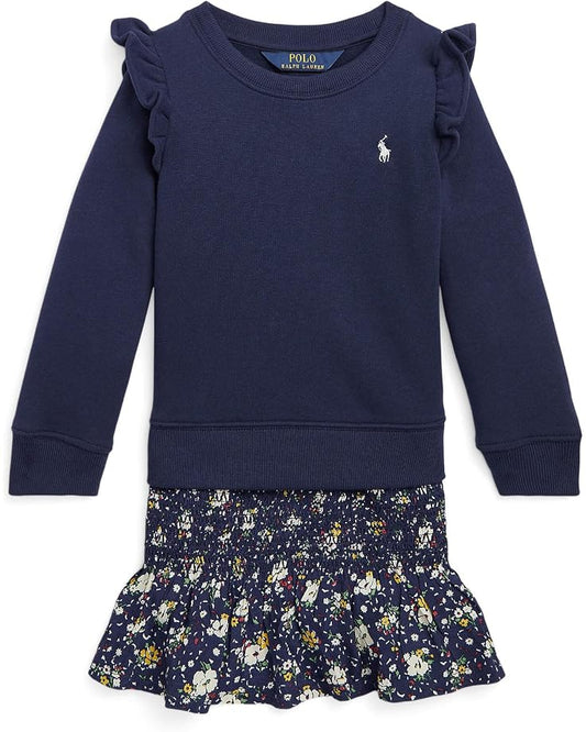  Polo Ralph Lauren Kids Chambray & Fleece Sweatshirt Dress (Little Kids)