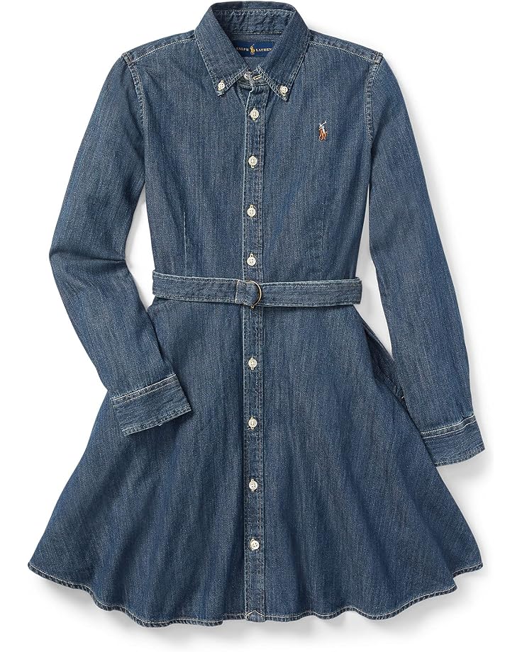  Polo Ralph Lauren Kids Belted Cotton Denim Shirtdress (Big Kids)