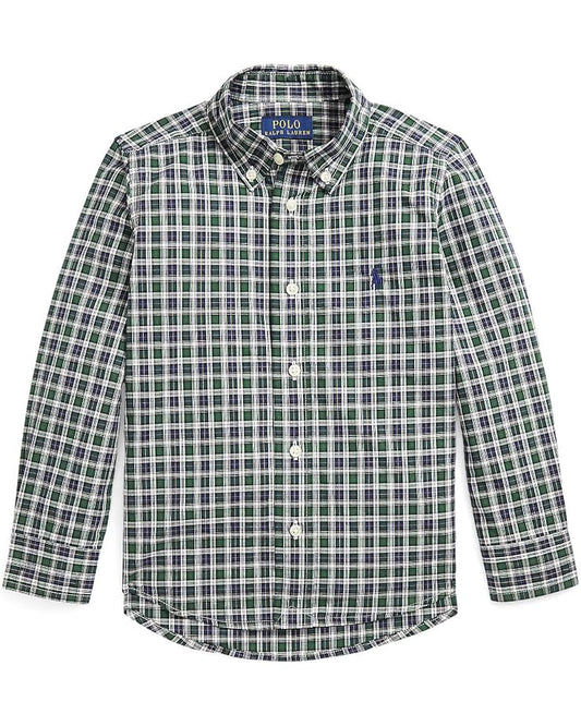  Polo Ralph Lauren Kids Plaid Cotton Poplin Shirt (Toddler)