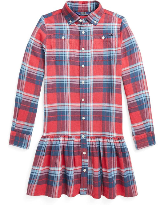  Polo Ralph Lauren Kids Plaid Cotton Twill Shirtdress (Big Kids)