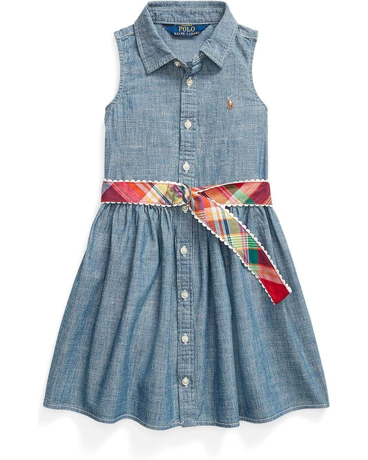  Polo Ralph Lauren Kids Belted Indigo Chambray Shirtdress (Toddler)
