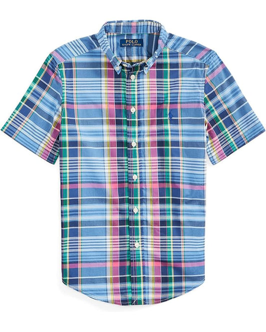  Polo Ralph Lauren Kids Geometric Poplin Short Sleeve Shirt (Big Kids)
