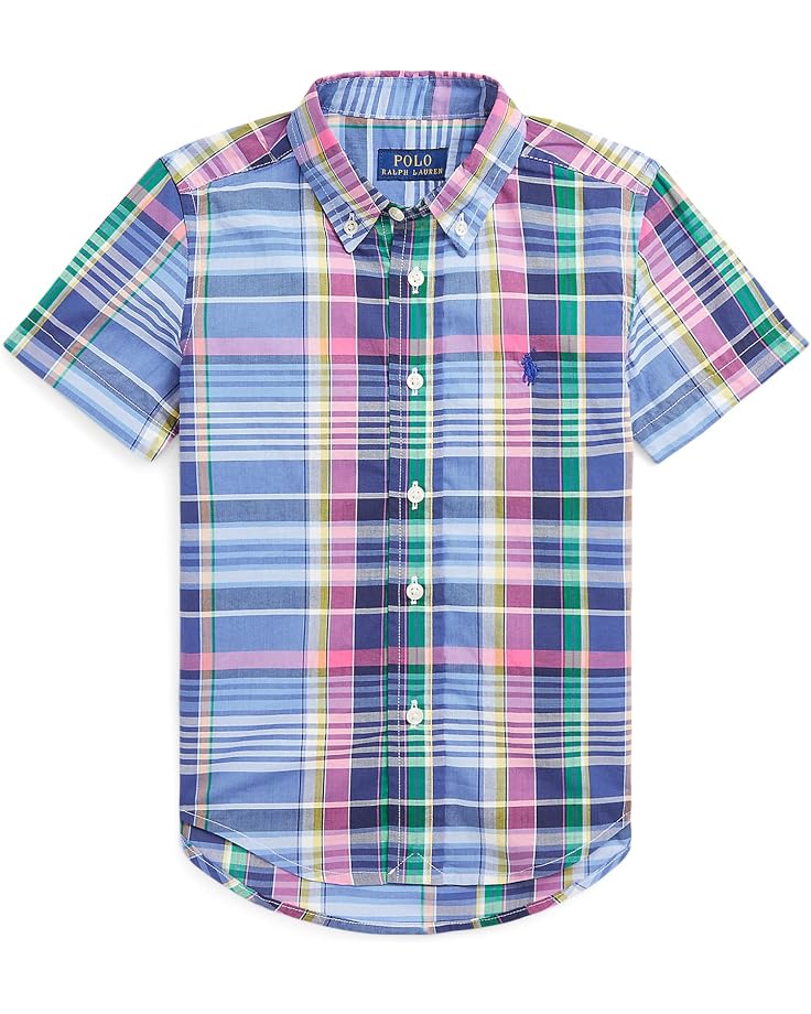  Polo Ralph Lauren Kids Geometric Poplin Short Sleeve Shirt (Toddler)