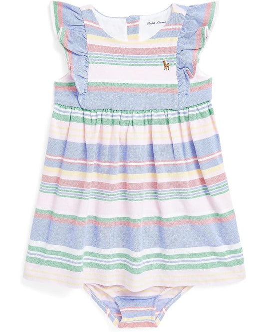  Polo Ralph Lauren Kids Striped Cotton Mesh Dress & Bloomer (Infant)