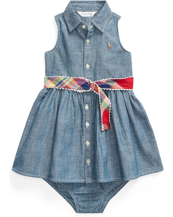  Polo Ralph Lauren Kids Belted Chambray Shirtdress & Bloomer (Infant)