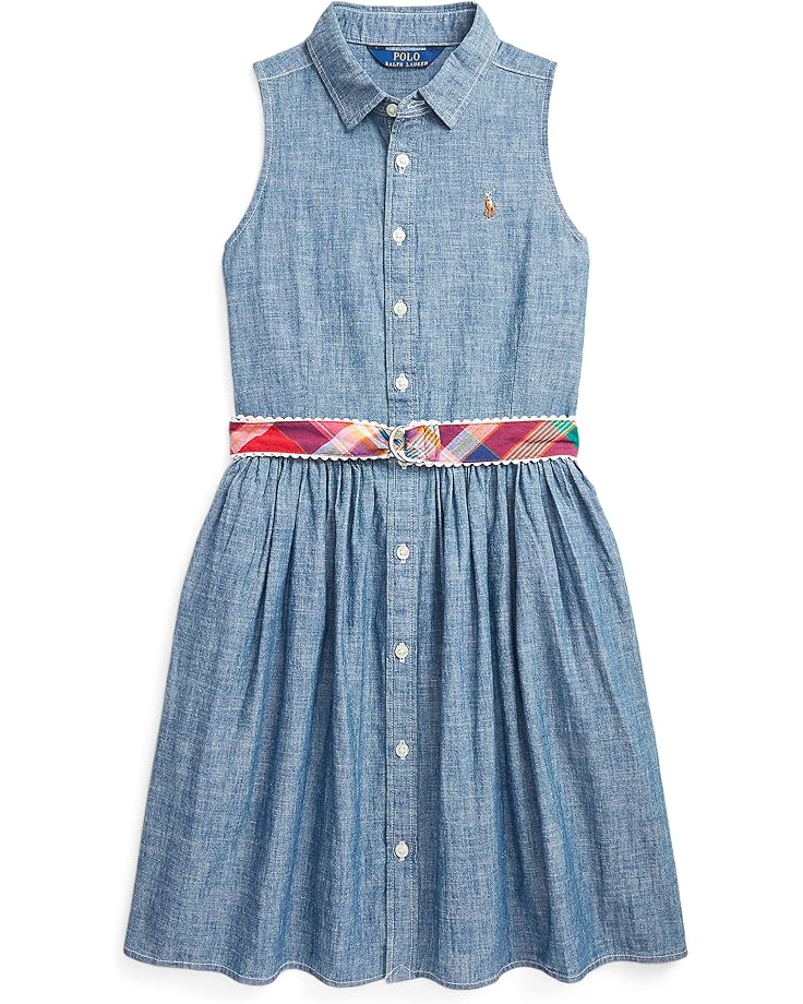  Polo Ralph Lauren Kids Belted Indigo Chambray Shirtdress (Big Kids)